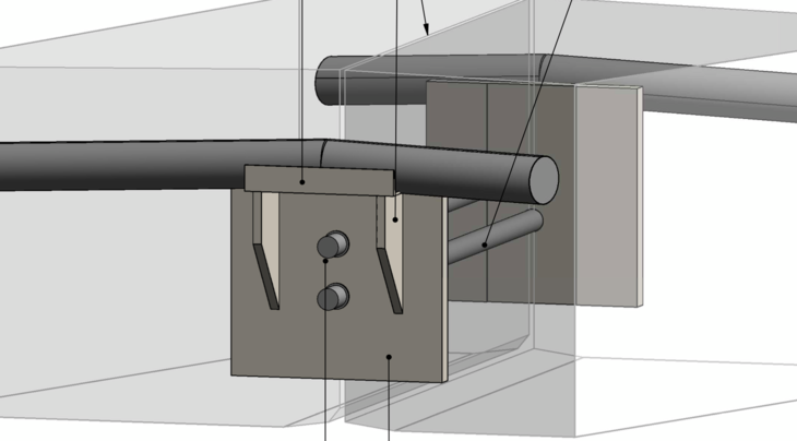 Figuur 2: Deviator (afbuigpunt) ter plaatse van voeg tussen pijlerbalken